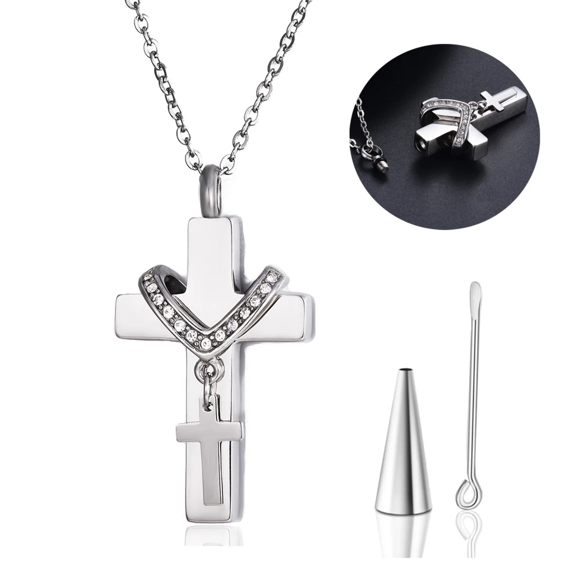 Cross Pendant For Ashes / Holy Water